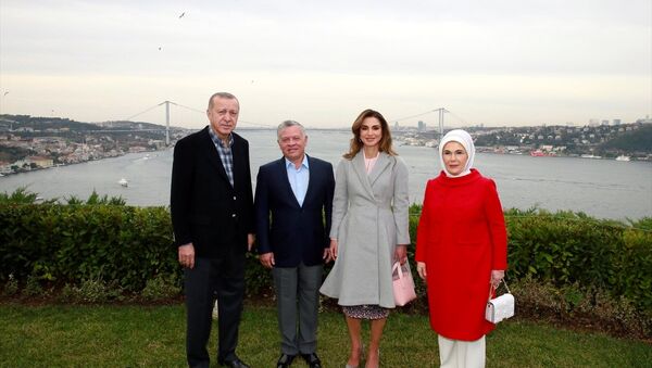 Recep Tayyip Erdoğan ve eşi Emine Erdoğan ile Ürdün Kralı 2. Abdullah ve eşi Rania el Abdullah - Sputnik Türkiye
