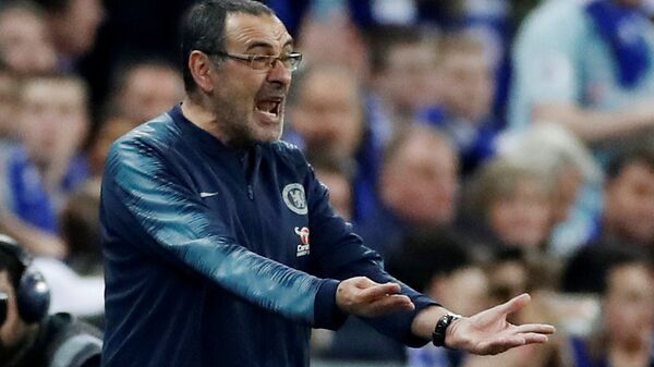Carabao Cup Final, Manchester City v Chelsea, Chelsea manager Maurizio Sarri reacts after Kepa Arrizabalaga (not pictured) refuses to be substituted... - Sputnik Türkiye