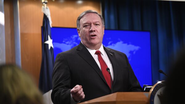 Secretary of State Mike Pompeo answers a question during a news conference on Tuesday, March 26, 2019, at the Department of State in Washington - Sputnik Türkiye
