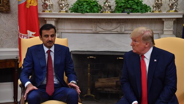 ABD Başkanı Donald Trump ile Katar Emiri Şeyh Temim bin Hamad El Sani - Sputnik Türkiye