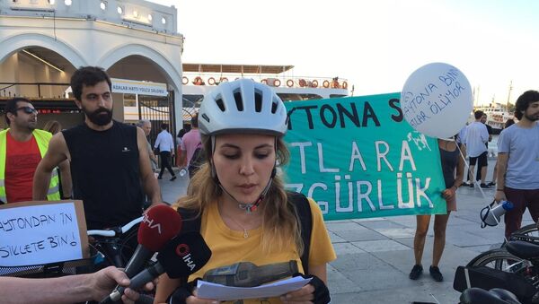 - Kadıköy Adalar İskelesinde atlar için bisikletli eylem  - Sputnik Türkiye