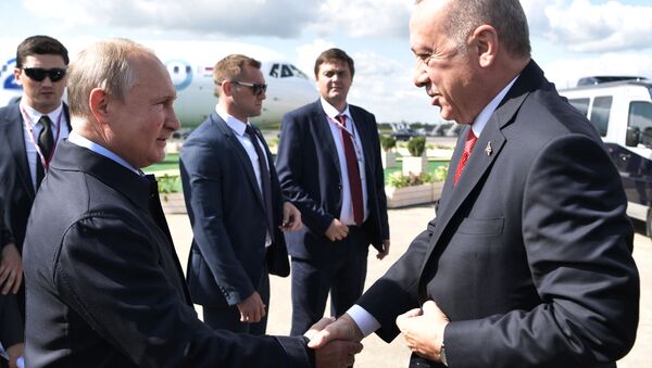Rusya lideri Vladimir Putin ile Cumhurbaşkanı Recep Tayyip Erdoğan - Sputnik Türkiye