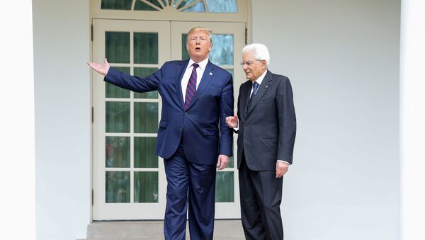 ABD Başkanı Donald Trump, İtalya Cumhurbaşkanı Sergio Mattarella ile Beyaz Saray'da yaptığı görüşme sonrası açıklamalarda bulundu. - Sputnik Türkiye