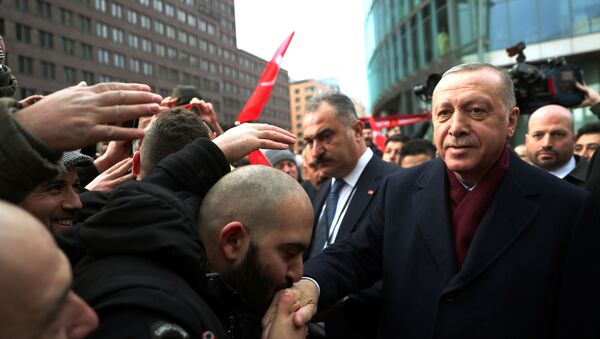 Cumhurbaşkanı Recep Tayyip Erdoğan, Libya konferansına katılmak için gittiği Almanya'nın başkenti Berlin'de - Sputnik Türkiye