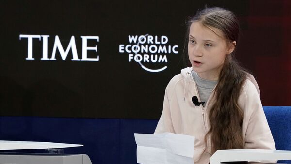 İsveçli iklim aktivisti Greta Thunberg,  50.’si düzenlenen Dünya Ekonomik Forumu'nda konuştu. - Sputnik Türkiye