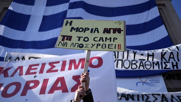 Yunan adaları, göçmen protestosu - Sputnik Türkiye
