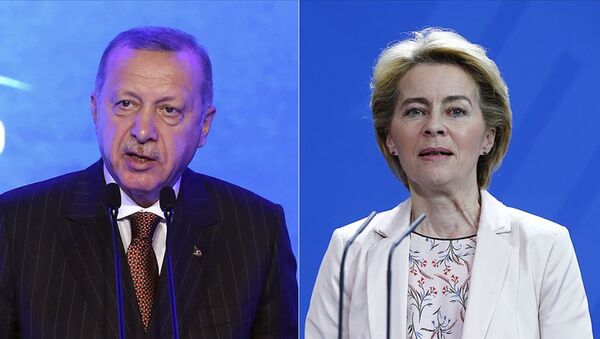 Cumhurbaşkanı Recep Tayyip Erdoğan-Avrupa Birliği (AB) Komisyonu Başkanı Ursula von der Leyen - Sputnik Türkiye